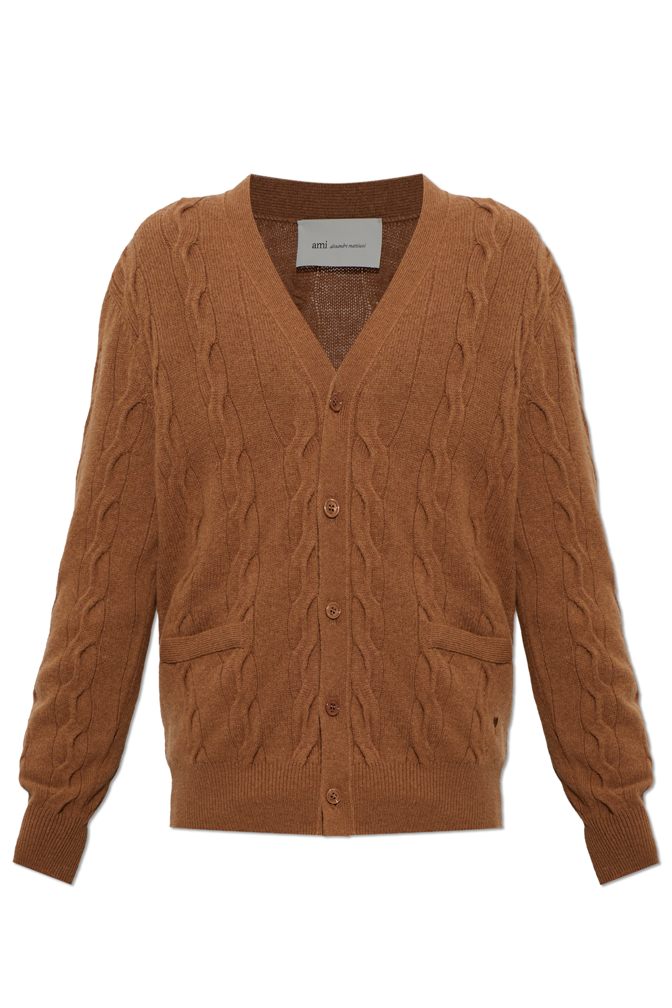 Ami Alexandre Mattiussi Brown Wool Cardigan with Pockets | Men's